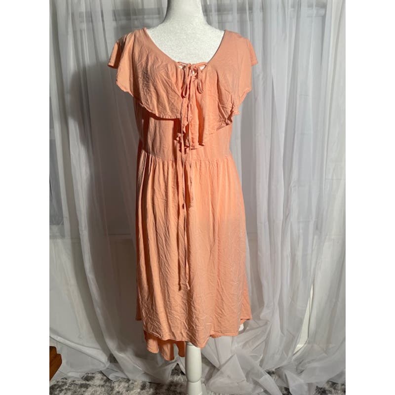 Torrid Size 14 Sleeveless Summer Hi-Lo Dress In Peach Pink